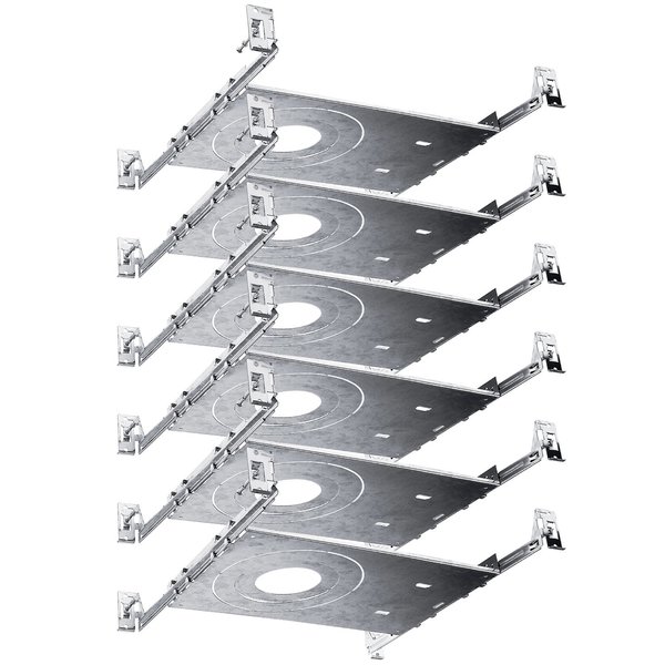 Luxrite Shallow Recessed Housing Mounting Plate 3-4-6 Inch LED Recessed Kits Extendable Bars ETL 6-Pack LR41002-6PK